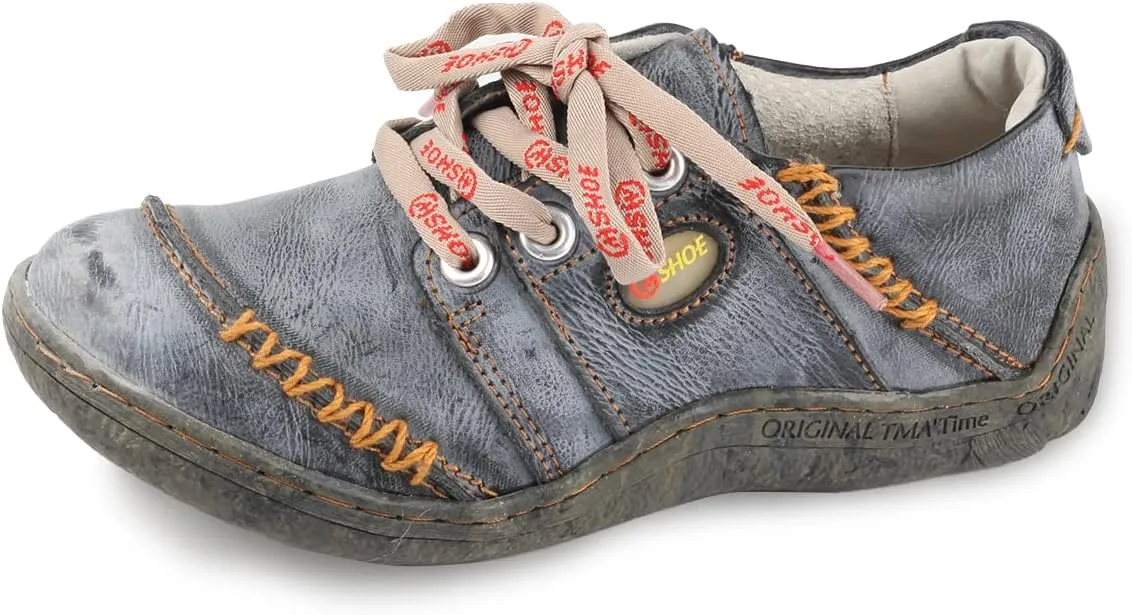 Women's Leather Hand Stitching Patchwork Shoes Lace-Up Casual Shoes