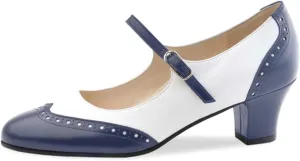 Women's Mary Jane Kitten Heel Two Tone Splicing Wingtip Pumps Closed Round Toe 1.8 Inch Chunky Heel with Ankle Strap Oxford Style Party Office Lady Dress Pumps Shoe