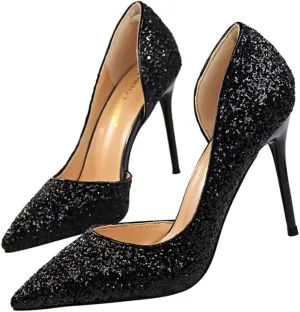 Women's Sexy Pointed Toe Thin Heeled Pumps Fax Suede Slip On Wedding Party Heeled Sandals