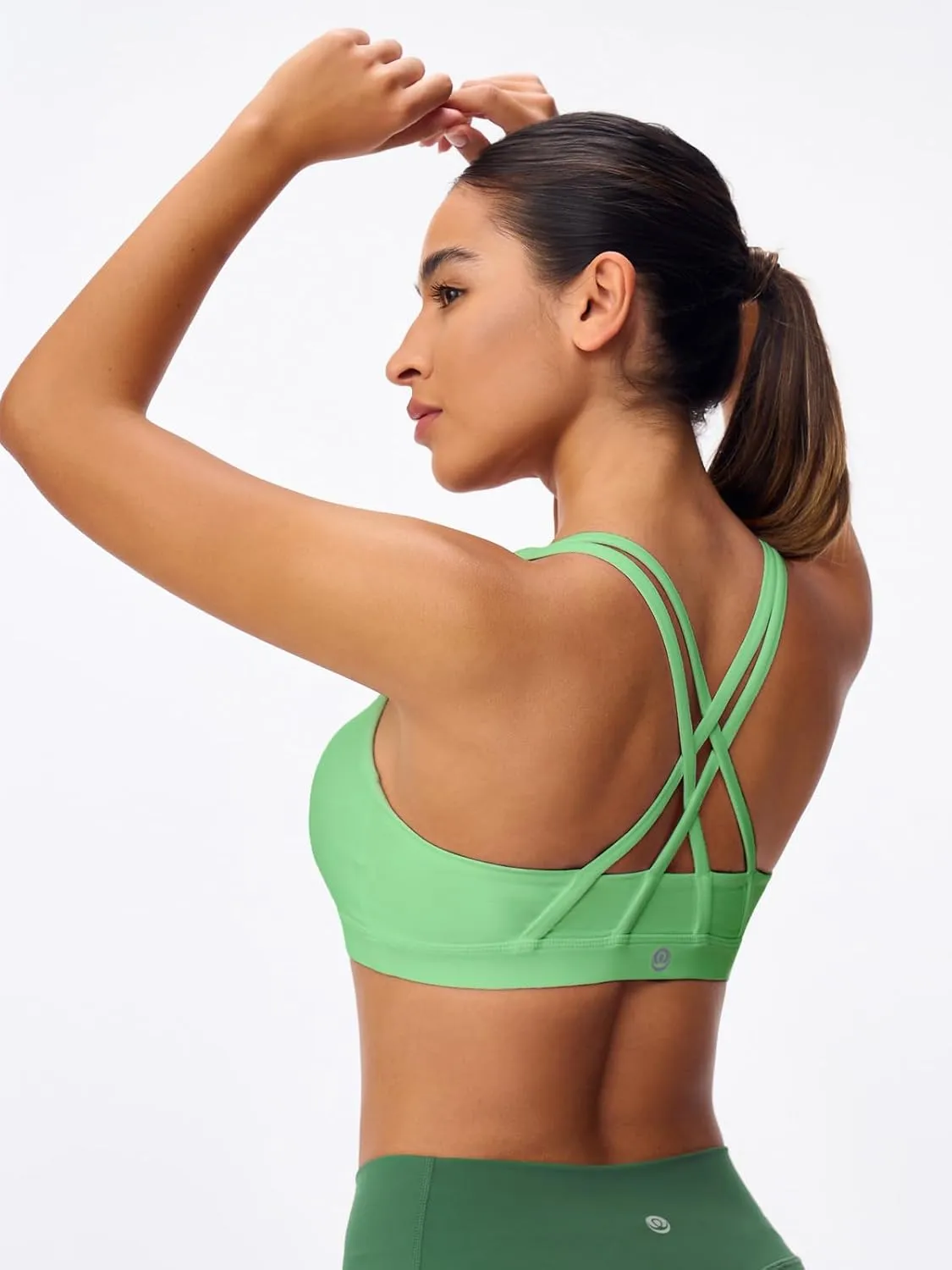 Women's Strappy Sports Bras Light Compression Crop Criss Cross Back Padded Workout Yoga Bra Supportive U Neckline