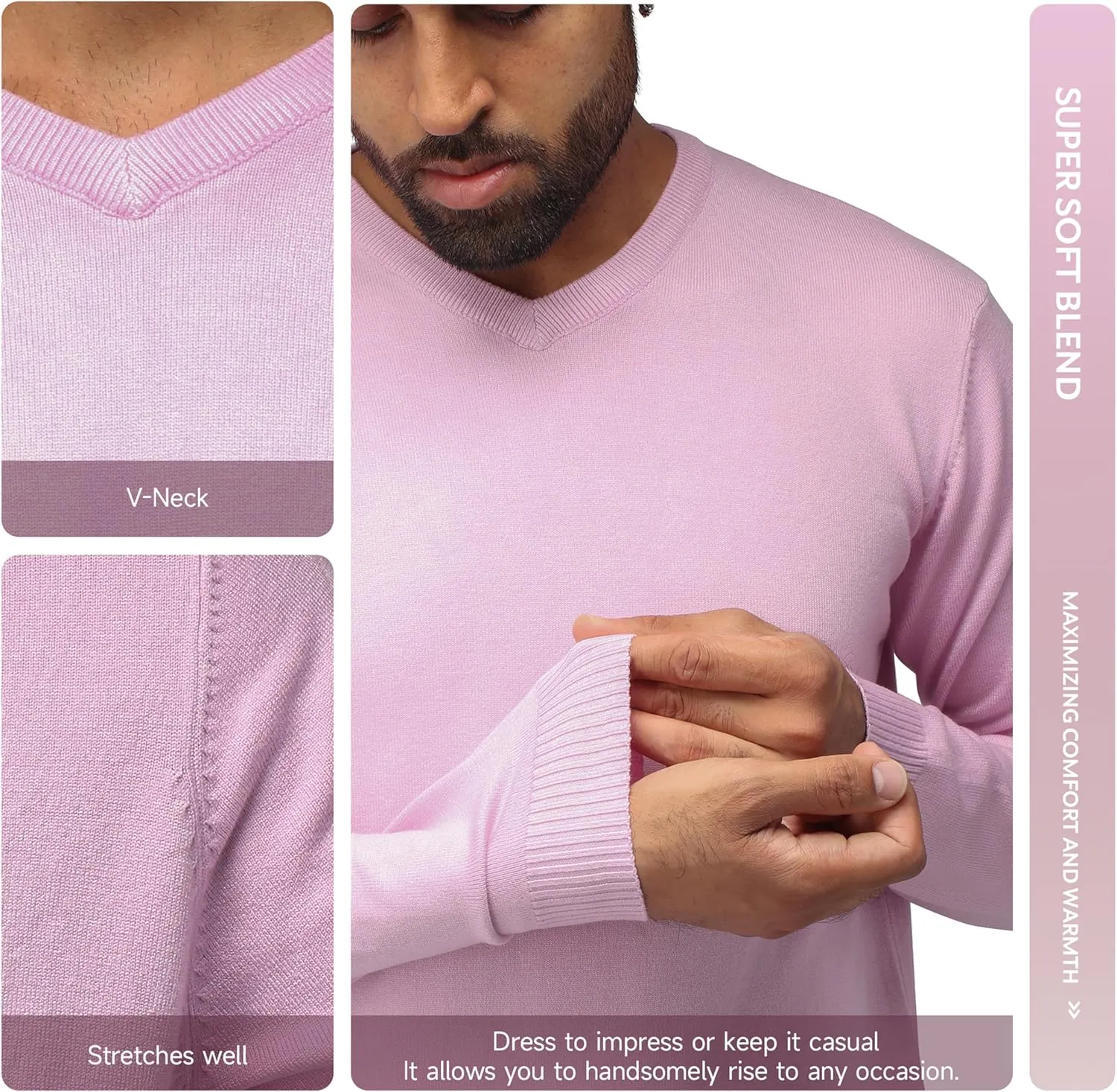 X RAY Mens V Neck Sweater, Basic Slim Fit Pullover, V-Neck Dress Sweater for Men Fall Winter (Available in Big & Tall)