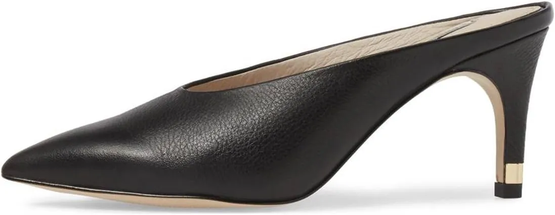 XYD Women Retro Pointed Toe Mid Heel Mules Slip On Clog Sandals Casual Slide Pumps Shoes
