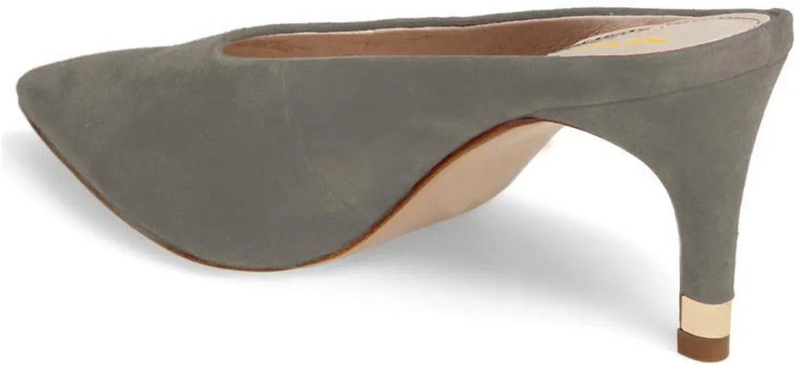 XYD Women Retro Pointed Toe Mid Heel Mules Slip On Clog Sandals Casual Slide Pumps Shoes