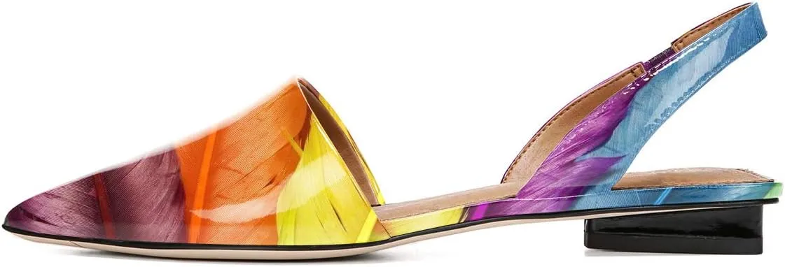 YDN Women Trendy Low Square Heel Slide Flat Sandals Closed Pointed Toe Slingback D'Orsay Slip On Comfort Walking Dress Pumps Size 4-15 US