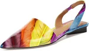 YDN Women Trendy Low Square Heel Slide Flat Sandals Closed Pointed Toe Slingback D'Orsay Slip On Comfort Walking Dress Pumps Size 4-15 US