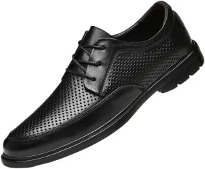 YZABEL Men's Classic Pointed Toe Lace Up Oxford Shoes, Summer Breathable Stylish Business Casual Shoes, Rubber Non-Slip for Daily Commuting Activity