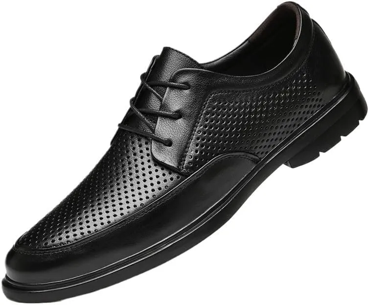 YZABEL Men's Classic Pointed Toe Lace Up Oxford Shoes, Summer Breathable Stylish Business Casual Shoes, Rubber Non-Slip for Daily Commuting Activity