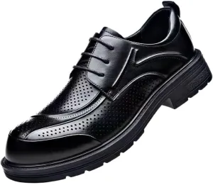 YZABEL Men's Classic Round Toe Lace Up Oxford Shoes, Summer Breathable Hollow Casual Shoes, Rubber Non-Slip for Daily Commuting Activity