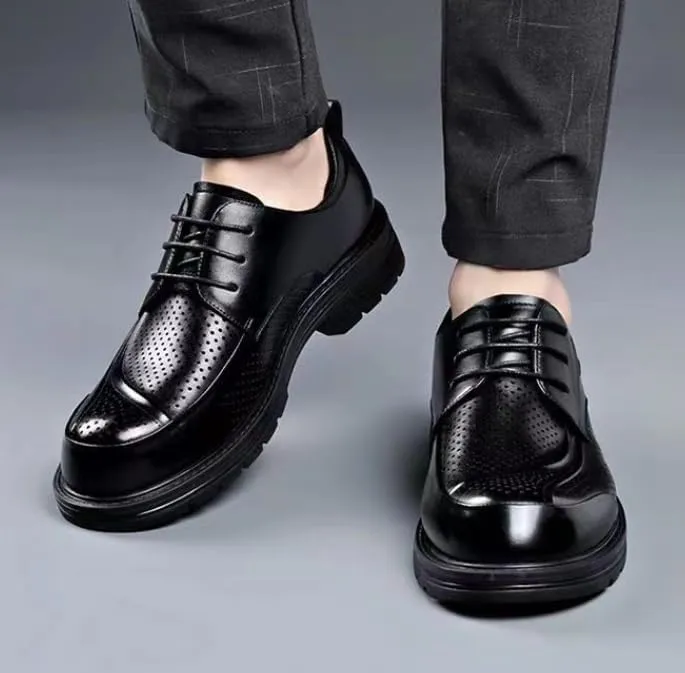 YZABEL Men's Classic Round Toe Lace Up Oxford Shoes, Summer Breathable Hollow Casual Shoes, Rubber Non-Slip for Daily Commuting Activity