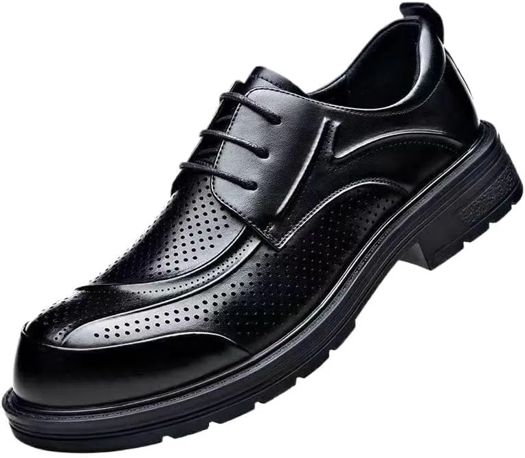 YZABEL Men's Classic Round Toe Lace Up Oxford Shoes, Summer Breathable Hollow Casual Shoes, Rubber Non-Slip for Daily Commuting Activity