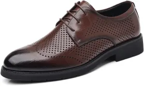 YZABEL Men's Patent Leather Formal Oxford Shoes, Pointed Toe Lace Up Business Casual Shoes, Breathable Stylish Rubber Non-Slip for Daily Commuting Activity
